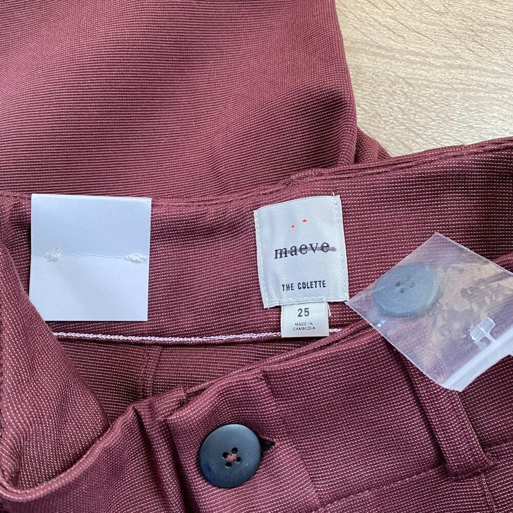 Anthropologie The Colette Knit Crop Wide-Leg Pants Burgundy Red 25 - Picture 7 of 10